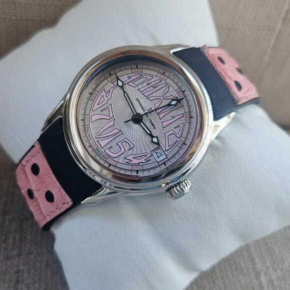 Officina Del Tempo WristWatch Pink Leather Black Rubber Band Date Calendar Watch main image 5